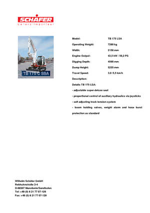 Excavatrice sur chenilles Takeuchi TB 175