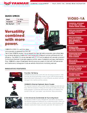 Excavatrice sur chenilles Yanmar ViO80-1A