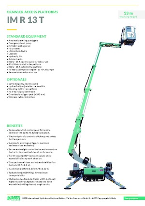 Nacelles télescopiques sur chenilles Imer IM R 13 T 