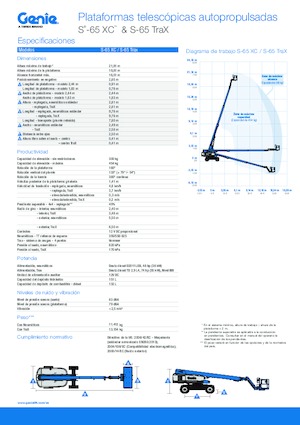 Nacelles télescopiques sur chenilles Genie S-65 TraX