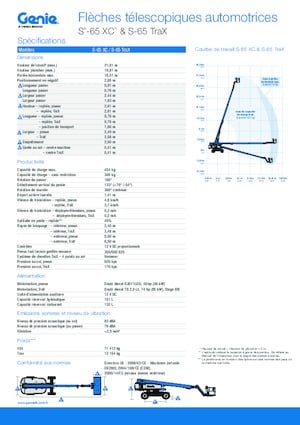 Nacelles télescopiques sur chenilles Genie S-65 TraX
