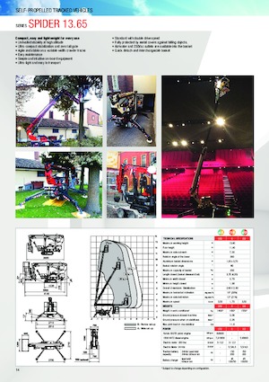 Nacelles télescopiques sur chenilles Platform Basket SPIDER 13.65 ED