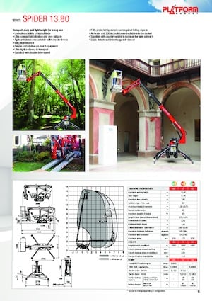 Nacelles télescopiques sur chenilles Platform Basket SPIDER 13.80 E