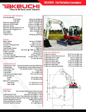 Excavatrice sur chenilles Takeuchi TB 280 FR