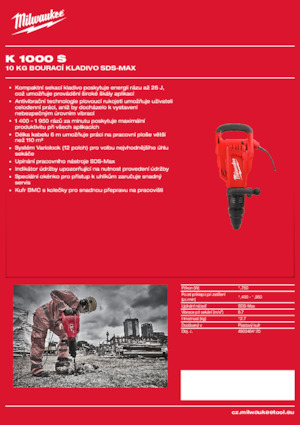 Marteaux et marteaux de démolition Milwaukee K 1000 S