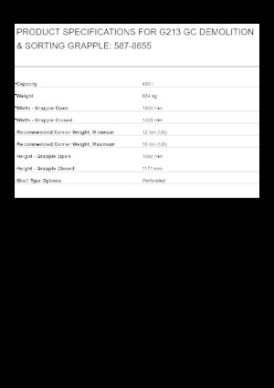 Grappins de démolition et de tri Caterpillar G213 GC