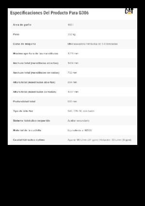 Grappins de démolition et de tri Caterpillar G306