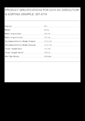 Grappins de démolition et de tri Caterpillar G313 GC
