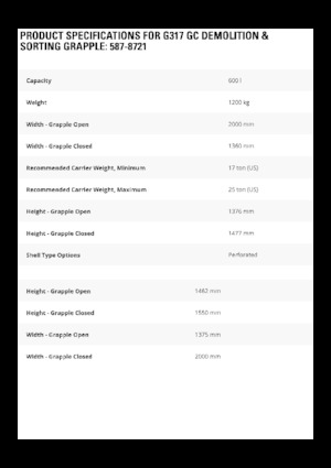 Grappins de démolition et de tri Caterpillar G317 GC