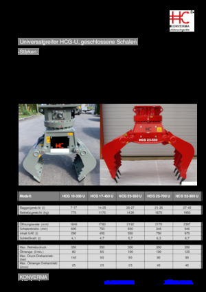 Grappins de démolition et de tri Konverma HCG 17-450-U