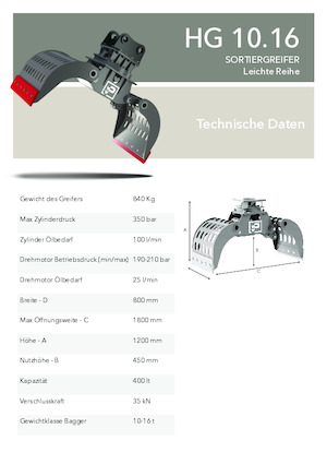 Grappins de démolition et de tri Promove HG 10.16