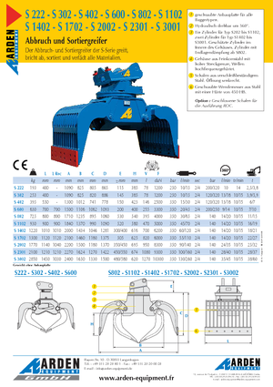 Grappins de démolition et de tri Arden S 3001