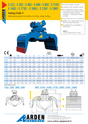 Grappins de démolition et de tri Arden S 3001