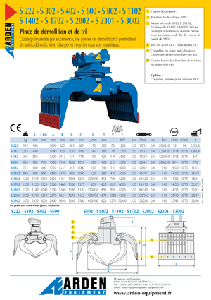 Grappins de démolition et de tri Arden S 3001