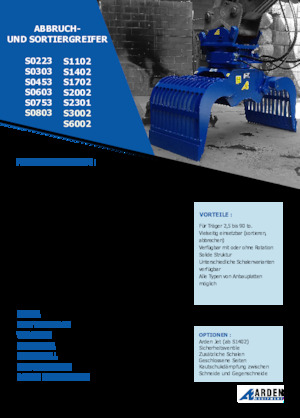 Grappins de démolition et de tri Arden S6002