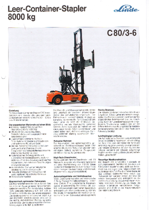 Chariots élevateurs frontaux diesel Linde C 80/3