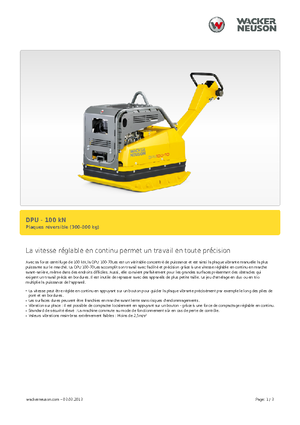 Plaques vibrantes réversibles Wacker Neuson DPU 100-70 Les