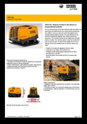 Plaques vibrantes réversibles Wacker Neuson DPU110r Lem 870