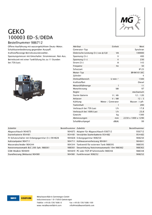 Groupes électrogènes à diesel Geko ® 100003 ED-S/DEDA