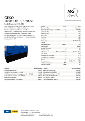Groupes électrogènes à diesel Geko ® 100010 ED-S/DEDA