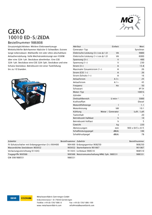 Groupes électrogènes à diesel Geko ® 10010 ED-S/ZEDA