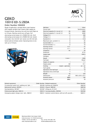 Groupes électrogènes à diesel Geko ® 10010 ED-S/ZEDA