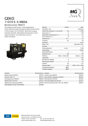 Groupes électrogènes à diesel Geko ® 11010 E-S/MEDA