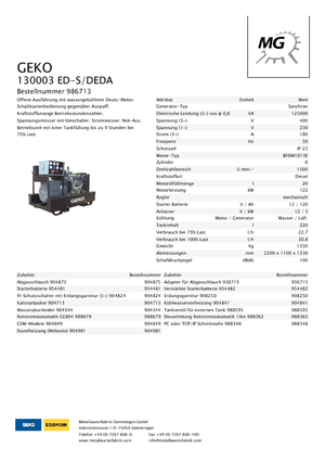 Groupes électrogènes à diesel Geko ® 130003 ED-S/DEDA