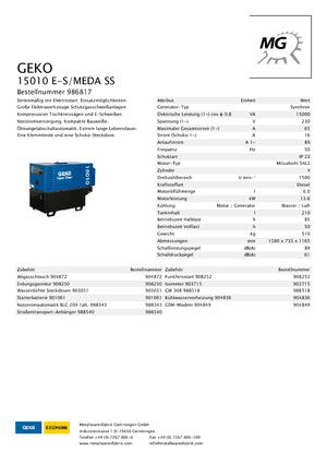 Groupes électrogènes à diesel Geko ® 15010 E-S/MEDA