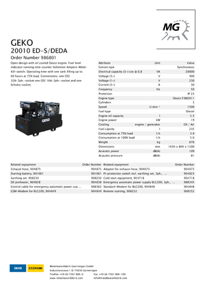 Groupes électrogènes à diesel Geko ® 20010 ED-S/DEDA