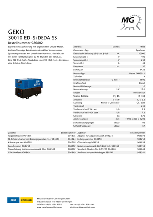 Groupes électrogènes à diesel Geko ® 30010 ED-S/DEDA