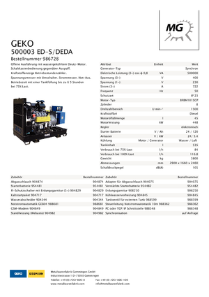 Groupes électrogènes à diesel Geko ® 500003 ED-S/DEDA