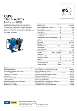 Groupes électrogènes à diesel Geko ® 5401 E-AA/ZEDA
