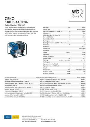 Groupes électrogènes à diesel Geko ® 5401 E-AA/ZEDA