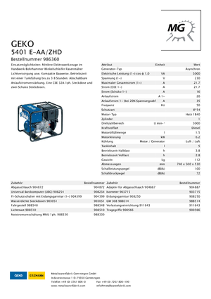 Groupes électrogènes à diesel Geko ® 5401 E-AA/ZHD