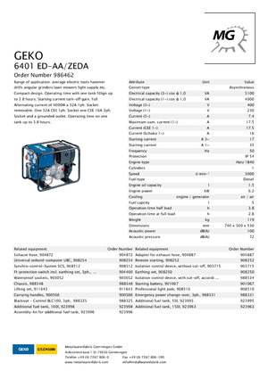 Groupes électrogènes à diesel Geko ® 6401 ED-AA/ZEDA