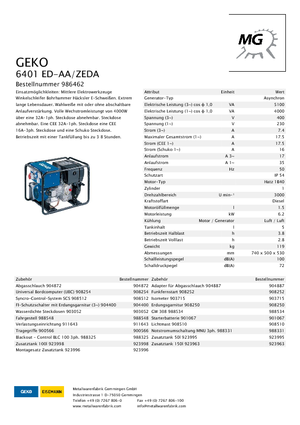 Groupes électrogènes à diesel Geko ® 6401 ED-AA/ZEDA