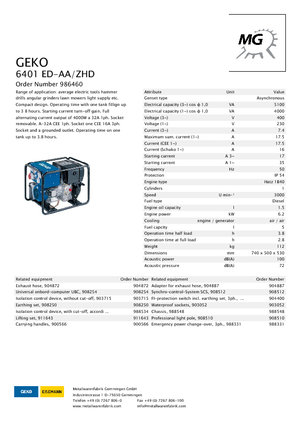 Groupes électrogènes à diesel Geko ® 6401 ED-AA/ZHD
