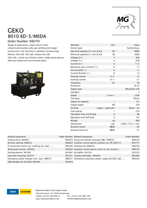 Groupes électrogènes à diesel Geko ® 8010 ED-S/MEDA