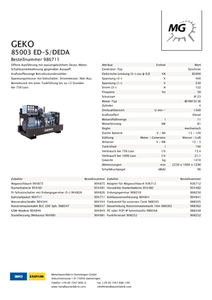 Groupes électrogènes à diesel Geko ® 85003 ED-S/DEDA