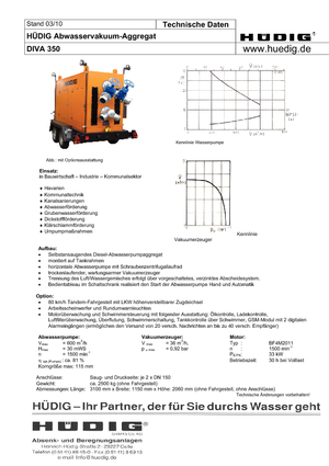 Agrégats d'abaissement des eaux souterraines Hüdig Diva 350 Whisper