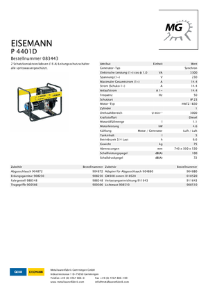 Groupes électrogènes à diesel Eisemann P 4401 D