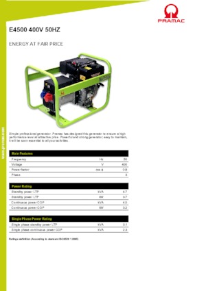 Groupes électrogènes à diesel PRAMAC Lifter E 4500 TYH