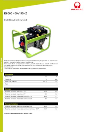 Groupes électrogènes à diesel PRAMAC Lifter E 6000 TYH