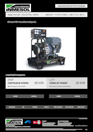Groupes électrogènes à diesel INMESOL AAD-022