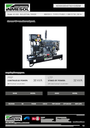 Groupes électrogènes à diesel INMESOL AD-033
