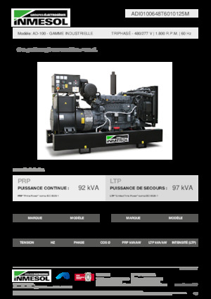 Groupes électrogènes à diesel INMESOL AD-100