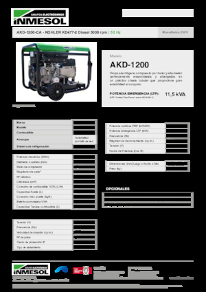 Groupes électrogènes à diesel INMESOL AKD-1200-CA