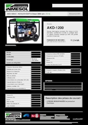 Groupes électrogènes à diesel INMESOL AKD-1200-E