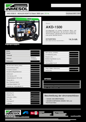 Groupes électrogènes à diesel INMESOL AKD-1500-E